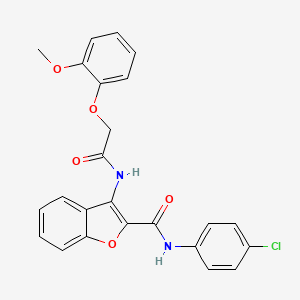 molecular formula C24H19ClN2O5 B2571149 N-(4-氯苯基)-3-(2-(2-甲氧基苯氧基)乙酰氨基)苯并呋喃-2-甲酰胺 CAS No. 887896-40-4