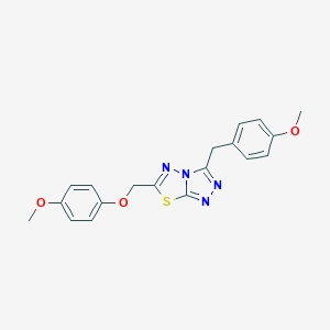 molecular formula C19H18N4O3S B257115 3-(4-Methoxybenzyl)-6-[(4-methoxyphenoxy)methyl][1,2,4]triazolo[3,4-b][1,3,4]thiadiazole 