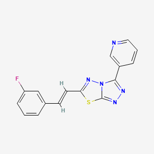 molecular formula C16H10FN5S B2571154 (E)-6-(3-fluorostyryl)-3-(pyridin-3-yl)-[1,2,4]triazolo[3,4-b][1,3,4]thiadiazole CAS No. 890600-42-7