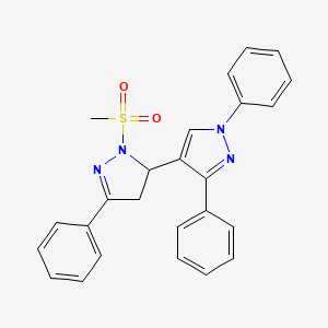 molecular formula C25H22N4O2S B2571158 2-(甲磺酰基)-1',3',5-三苯基-3,4-二氢-1'H,2H-3,4'-联吡唑 CAS No. 879479-07-9