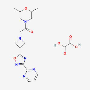 molecular formula C19H24N6O7 B2571164 1-(2,6-Dimethylmorpholino)-2-(3-(3-(pyrimidin-2-yl)-1,2,4-oxadiazol-5-yl)azetidin-1-yl)ethanone oxalate CAS No. 1428374-75-7