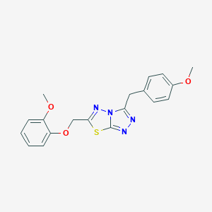 molecular formula C19H18N4O3S B257117 3-(4-Methoxybenzyl)-6-[(2-methoxyphenoxy)methyl][1,2,4]triazolo[3,4-b][1,3,4]thiadiazole 