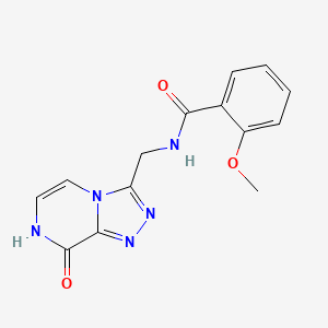molecular formula C14H13N5O3 B2571178 N-((8-hydroxy-[1,2,4]triazolo[4,3-a]pyrazin-3-yl)methyl)-2-methoxybenzamide CAS No. 2034596-11-5