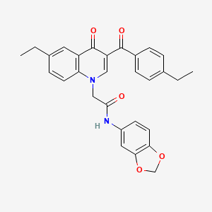 N-1,3-benzodioxol-5-yl-2-[6-ethyl-3-(4-ethylbenzoyl)-4-oxoquinolin-1(4H)-yl]acetamide