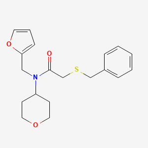2-(benzylthio)-N-(furan-2-ylmethyl)-N-(tetrahydro-2H-pyran-4-yl)acetamide