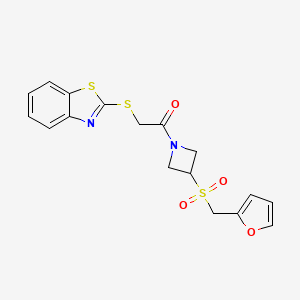 molecular formula C17H16N2O4S3 B2571199 2-(Benzo[d]thiazol-2-ylthio)-1-(3-((furan-2-ylmethyl)sulfonyl)azetidin-1-yl)ethanone CAS No. 1797848-29-3