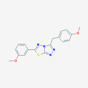 molecular formula C18H16N4O2S B257120 3-(4-Methoxybenzyl)-6-(3-methoxyphenyl)[1,2,4]triazolo[3,4-b][1,3,4]thiadiazole 