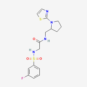 molecular formula C16H19FN4O3S2 B2571200 2-(3-fluorophenylsulfonamido)-N-((1-(thiazol-2-yl)pyrrolidin-2-yl)methyl)acetamide CAS No. 1788556-34-2