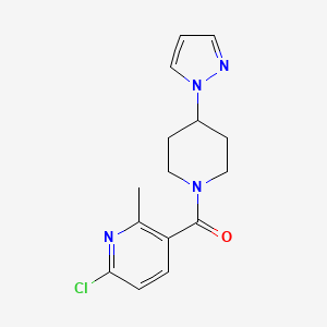 molecular formula C15H17ClN4O B2571206 (6-Chloro-2-methylpyridin-3-yl)-(4-pyrazol-1-ylpiperidin-1-yl)methanone CAS No. 2248767-41-9