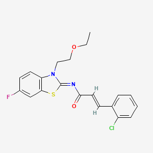 (2E,NZ)-3-(2-chlorophenyl)-N-(3-(2-ethoxyethyl)-6-fluorobenzo[d]thiazol-2(3H)-ylidene)acrylamide