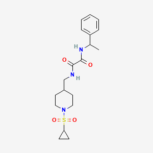 molecular formula C19H27N3O4S B2571209 N1-((1-(cyclopropylsulfonyl)piperidin-4-yl)methyl)-N2-(1-phenylethyl)oxalamide CAS No. 1235177-51-1