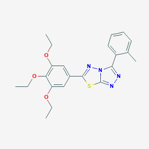molecular formula C22H24N4O3S B257123 3-(2-Methylphenyl)-6-(3,4,5-triethoxyphenyl)[1,2,4]triazolo[3,4-b][1,3,4]thiadiazole 
