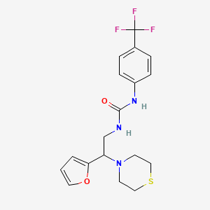 molecular formula C18H20F3N3O2S B2571232 1-(2-(Furan-2-yl)-2-thiomorpholinoethyl)-3-(4-(trifluoromethyl)phenyl)urea CAS No. 2034573-39-0