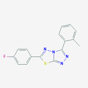 molecular formula C16H11FN4S B257124 6-(4-Fluorophenyl)-3-(2-methylphenyl)[1,2,4]triazolo[3,4-b][1,3,4]thiadiazole 