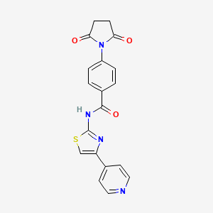 molecular formula C19H14N4O3S B2571255 4-(2,5-dioxopyrrolidin-1-yl)-N-(4-(pyridin-4-yl)thiazol-2-yl)benzamide CAS No. 393839-12-8