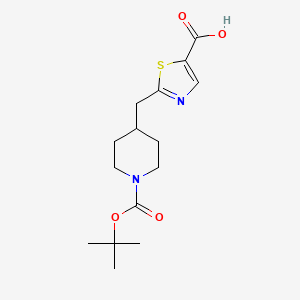 molecular formula C15H22N2O4S B2571275 2-({1-[(叔丁氧羰基)哌啶-4-基}甲基)-1,3-噻唑-5-羧酸 CAS No. 2094342-59-1