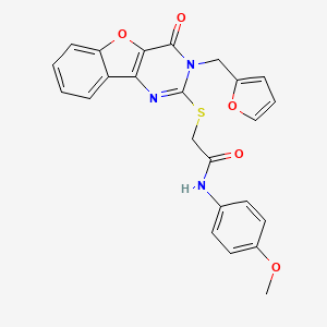 molecular formula C24H19N3O5S B2571276 2-((3-(呋喃-2-基甲基)-4-氧代-3,4-二氢苯并呋喃[3,2-d]嘧啶-2-基)硫代)-N-(4-甲氧基苯基)乙酰胺 CAS No. 902904-09-0