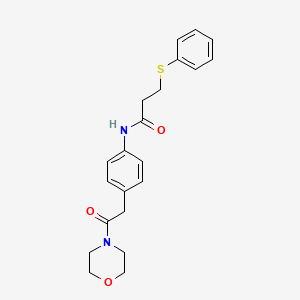 N-(4-(2-morpholino-2-oxoethyl)phenyl)-3-(phenylthio)propanamide