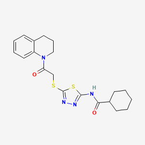 N-(5-((2-(3,4-dihydroquinolin-1(2H)-yl)-2-oxoethyl)thio)-1,3,4-thiadiazol-2-yl)cyclohexanecarboxamide