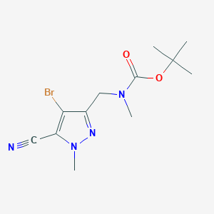 molecular formula C12H17BrN4O2 B2571298 叔丁基((4-溴-5-氰基-1-甲基-1H-吡唑-3-基)甲基)(甲基)氨基甲酸酯 CAS No. 1454848-24-8