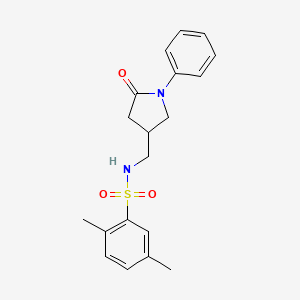 molecular formula C19H22N2O3S B2571308 2,5-dimethyl-N-((5-oxo-1-phenylpyrrolidin-3-yl)methyl)benzenesulfonamide CAS No. 954713-19-0