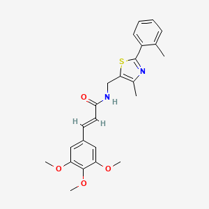 molecular formula C24H26N2O4S B2571319 (E)-N-((4-甲基-2-(邻甲苯基)噻唑-5-基)甲基)-3-(3,4,5-三甲氧基苯基)丙烯酰胺 CAS No. 1706485-58-6