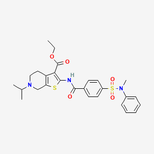 molecular formula C27H31N3O5S2 B2571321 ethyl 6-isopropyl-2-(4-(N-methyl-N-phenylsulfamoyl)benzamido)-4,5,6,7-tetrahydrothieno[2,3-c]pyridine-3-carboxylate CAS No. 524063-69-2