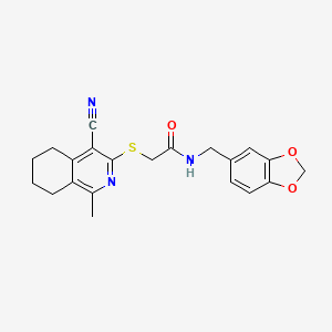 N-(1,3-benzodioxol-5-ylmethyl)-2-[(4-cyano-1-methyl-5,6,7,8-tetrahydroisoquinolin-3-yl)sulfanyl]acetamide