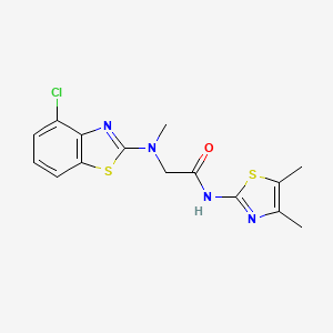 molecular formula C15H15ClN4OS2 B2571329 2-((4-chlorobenzo[d]thiazol-2-yl)(methyl)amino)-N-(4,5-dimethylthiazol-2-yl)acetamide CAS No. 1396879-18-7