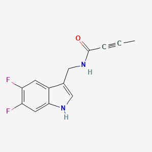 molecular formula C13H10F2N2O B2571330 N-[(5,6-Difluoro-1H-indol-3-yl)methyl]but-2-ynamide CAS No. 2411253-38-6