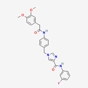 molecular formula C27H25FN4O4 B2571335 1-(4-(2-(3,4-dimethoxyphenyl)acetamido)benzyl)-N-(3-fluorophenyl)-1H-imidazole-4-carboxamide CAS No. 1251689-51-6