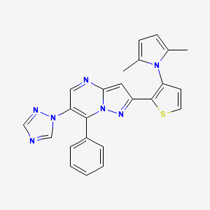 molecular formula C24H19N7S B2571337 2-[3-(2,5-dimethyl-1H-pyrrol-1-yl)-2-thienyl]-7-phenyl-6-(1H-1,2,4-triazol-1-yl)pyrazolo[1,5-a]pyrimidine CAS No. 478078-17-0