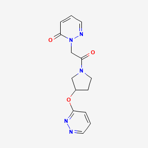 molecular formula C14H15N5O3 B2571347 2-(2-oxo-2-(3-(pyridazin-3-yloxy)pyrrolidin-1-yl)ethyl)pyridazin-3(2H)-one CAS No. 2034481-32-6