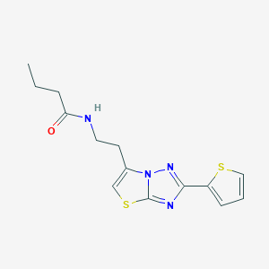 molecular formula C14H16N4OS2 B2571351 N-(2-(2-(thiophen-2-yl)thiazolo[3,2-b][1,2,4]triazol-6-yl)ethyl)butyramide CAS No. 941900-97-6