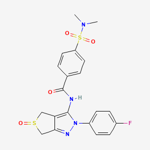 molecular formula C20H19FN4O4S2 B2571355 4-(N,N-dimethylsulfamoyl)-N-(2-(4-fluorophenyl)-5-oxido-4,6-dihydro-2H-thieno[3,4-c]pyrazol-3-yl)benzamide CAS No. 1019102-94-3