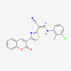 molecular formula C22H14ClN3O2S B2571359 (Z)-3-((3-chloro-2-methylphenyl)amino)-2-(4-(2-oxo-2H-chromen-3-yl)thiazol-2-yl)acrylonitrile CAS No. 373618-51-0