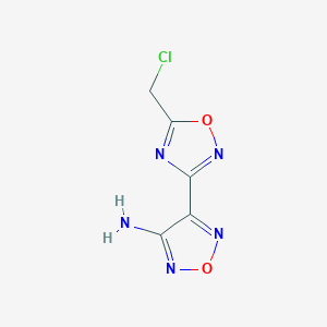 molecular formula C5H4ClN5O2 B2571360 4-[5-(Chloromethyl)-1,2,4-oxadiazol-3-yl]-1,2,5-oxadiazol-3-amine CAS No. 329212-59-1