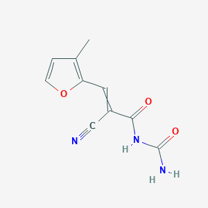 molecular formula C10H9N3O3 B2571362 2-氰基-2-[(3-甲基呋喃-2-基)亚甲基]乙酰基脲 CAS No. 1445759-18-1