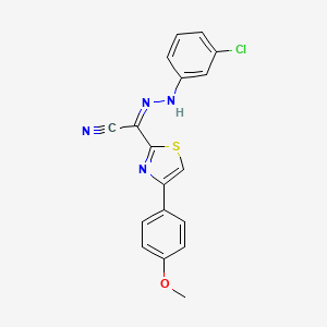 molecular formula C18H13ClN4OS B2571365 (Z)-N'-(3-氯苯基)-4-(4-甲氧基苯基)噻唑-2-甲酰肼腈 CAS No. 477190-13-9