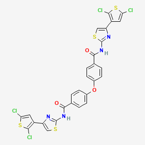 molecular formula C28H14Cl4N4O3S4 B2571370 N-[4-(2,5-dichlorothiophen-3-yl)-1,3-thiazol-2-yl]-4-(4-{[4-(2,5-dichlorothiophen-3-yl)-1,3-thiazol-2-yl]carbamoyl}phenoxy)benzamide CAS No. 392251-84-2