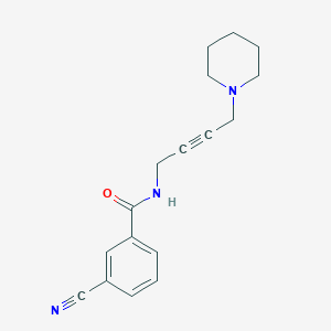 molecular formula C17H19N3O B2571375 3-cyano-N-(4-(piperidin-1-yl)but-2-yn-1-yl)benzamide CAS No. 1396879-93-8
