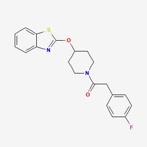 molecular formula C20H19FN2O2S B2571384 1-(4-(Benzo[d]thiazol-2-yloxy)piperidin-1-yl)-2-(4-fluorophenyl)ethanone CAS No. 1251550-40-9