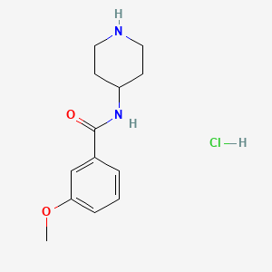 molecular formula C13H19ClN2O2 B2571388 3-methoxy-N-(piperidin-4-yl)benzamide hydrochloride CAS No. 1171683-48-9