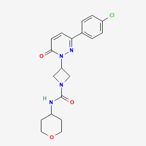 molecular formula C19H21ClN4O3 B2571394 3-[3-(4-Chlorophenyl)-6-oxopyridazin-1-yl]-N-(oxan-4-yl)azetidine-1-carboxamide CAS No. 2380173-14-6