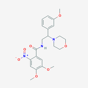 molecular formula C22H27N3O7 B2571401 4,5-二甲氧基-N-(2-(3-甲氧基苯基)-2-吗啉乙基)-2-硝基苯甲酰胺 CAS No. 942010-50-6