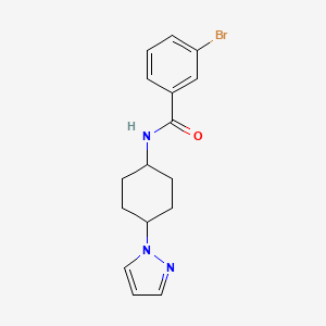 molecular formula C16H18BrN3O B2571404 3-溴-N-[4-(1H-吡唑-1-基)环己基]苯甲酰胺 CAS No. 2097911-87-8