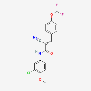 molecular formula C18H13ClF2N2O3 B2571410 N-(3-chloro-4-methoxyphenyl)-2-cyano-3-[4-(difluoromethoxy)phenyl]prop-2-enamide CAS No. 566890-36-6