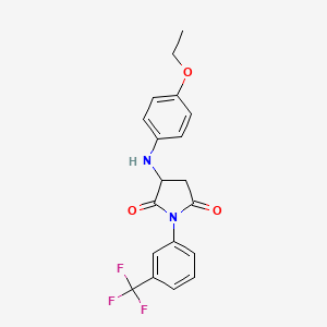 molecular formula C19H17F3N2O3 B2571434 3-[(4-Ethoxyphenyl)amino]-1-[3-(trifluoromethyl)phenyl]pyrrolidine-2,5-dione CAS No. 1008247-60-6