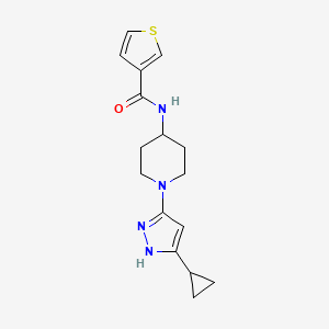 molecular formula C16H20N4OS B2571437 N-(1-(5-cyclopropyl-1H-pyrazol-3-yl)piperidin-4-yl)thiophene-3-carboxamide CAS No. 2034209-08-8