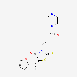 molecular formula C17H21N3O3S2 B2571442 (E)-5-(furan-2-ylmethylene)-3-(4-(4-methylpiperazin-1-yl)-4-oxobutyl)-2-thioxothiazolidin-4-one CAS No. 682764-13-2